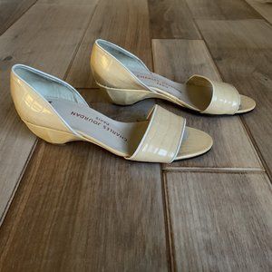 Vintage 80s CHARLES JOURDAN France Croc Leather Sandals Heels Shoes Avant Garde